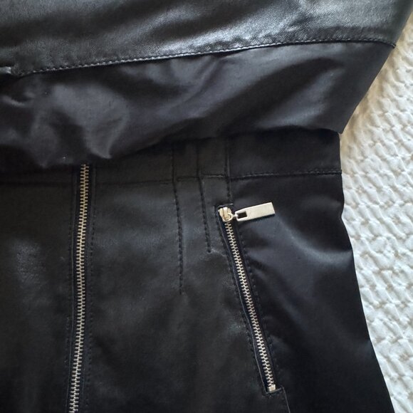 Vintage BEBE Black Leather Moto Jacket with Laceup Back and Peplum Skirt, Small - Picture 8 of 14